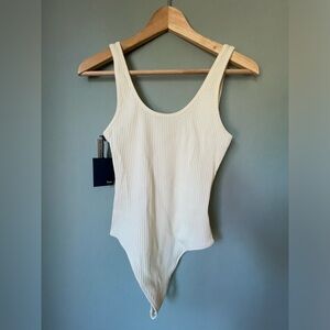 Wilfred Free Medium Cream Ribbed Thong  Bodysuit NWT